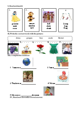 Đề kiểm tra môn Tiếng Anh Lớp 2 - Đề 5